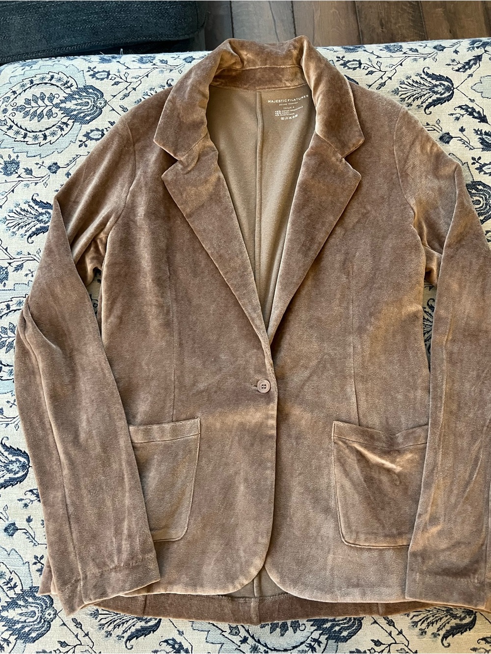Majestic Filatures VELOUR ONE BUTTON BLAZER color Bison size 4L